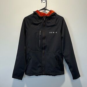 Ronix Wet/Dry Neo Shell, Black/Orange Boat Coat/Wakeboard Riding Jacket